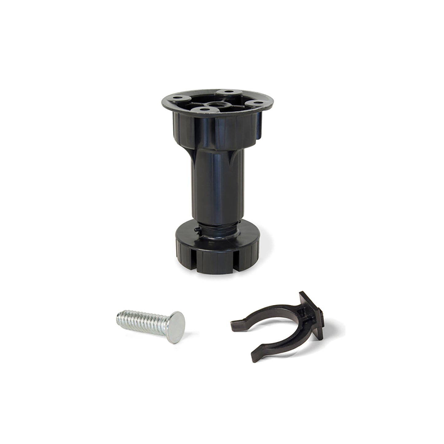 Emuca Lotto di 10 kit di piedini regolabili per mobile Bone, con base preassemblata, altezza 100 mm, regolabile 98-115 mm, Tecnoplastica, Nera