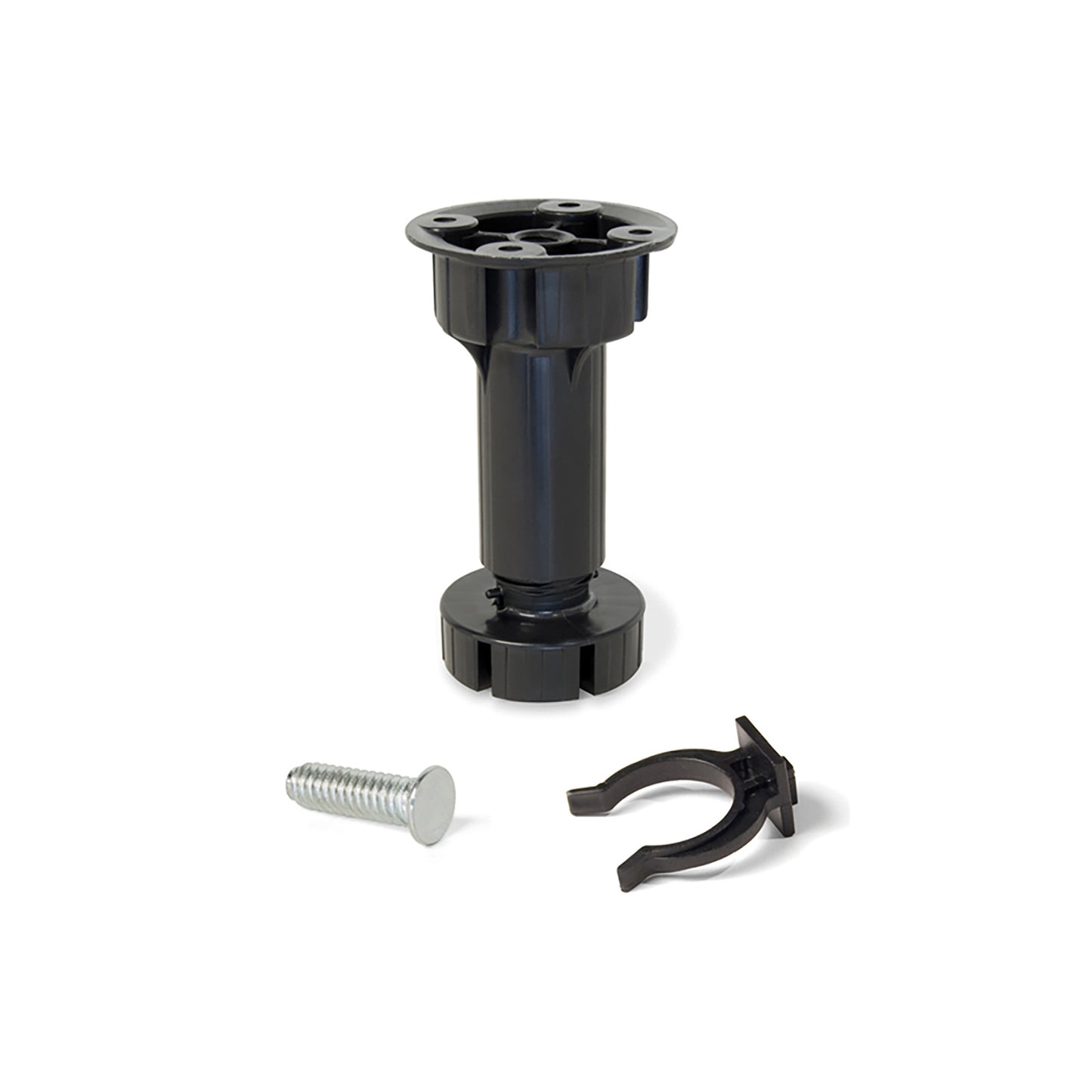 Emuca Lotto di 10 kit di piedini regolabili per mobile Bone, con base preassemblata, altezza 120 mm, regolabile 118-135 mm, Tecnoplastica, Nera