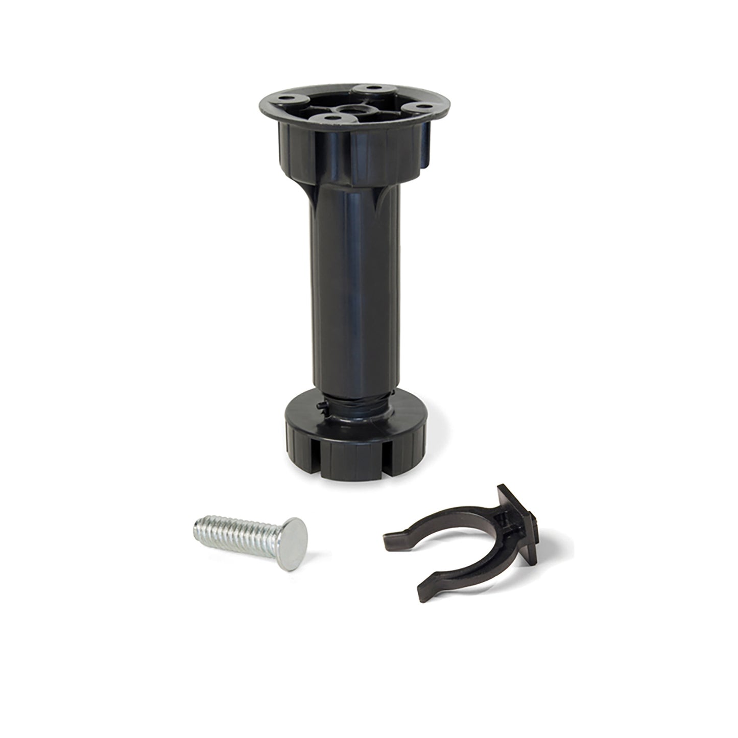 Emuca Lotto di 10 kit di piedini regolabili per mobile Bone, con base preassemblata, altezza 150 mm, regolabile 148-165 mm, Tecnoplastica, Nera