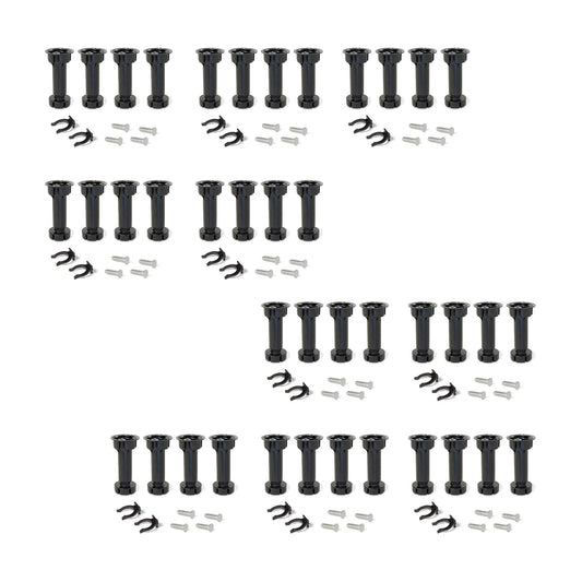 Emuca Lotto di 10 kit di piedini regolabili per mobile Bone, con base preassemblata, altezza 150 mm, regolabile 148-165 mm, Tecnoplastica, Nera