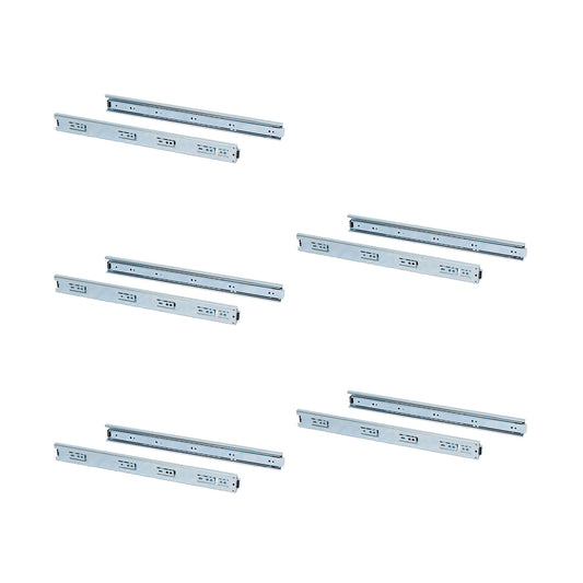 Emuca Lotto di 5 set guide per cassetti, a sfera, altezza 45 mm, profondità 650 mm, estrazione totale, zincate