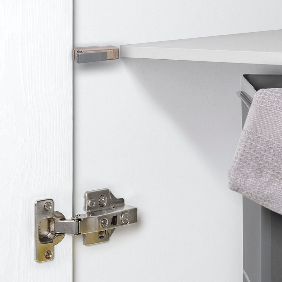 Emuca Lotto di 10 braccetti per porte a battente Mildy, chiusura soft, Tecnoplastica, Nichelato opaco