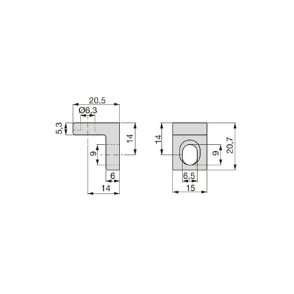 Squadra di unione per mobile 20,5 x 20,7 mm