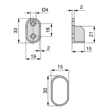Emuca Lotto di 2 tubi appendiabiti ovali per armadi 30x15mm lunghezza 0,95m con reggitubi , Acciaio e Zama, Cromato lucido