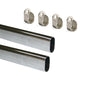 Emuca Lotto di 2 tubi appendiabiti ovali per armadi 30x15mm lunghezza 0,95m con reggitubi , Acciaio e Zama, Cromato lucido