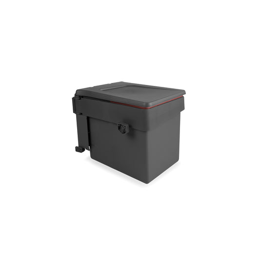 Emuca Contenitore per mobili Recycle da agganciare all'anta, 1 contenitore estraibile da 15 lt, Grigio antracite, Tecnoplastica
