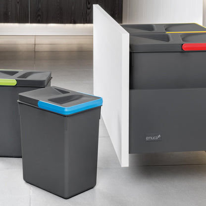 Emuca Kit di contenitori per cassetto da cucina con base Recycle altezza 266 mm, 2x15 lt, 2x7 lt, modulo 900 mm, Grigio antracite in plastica