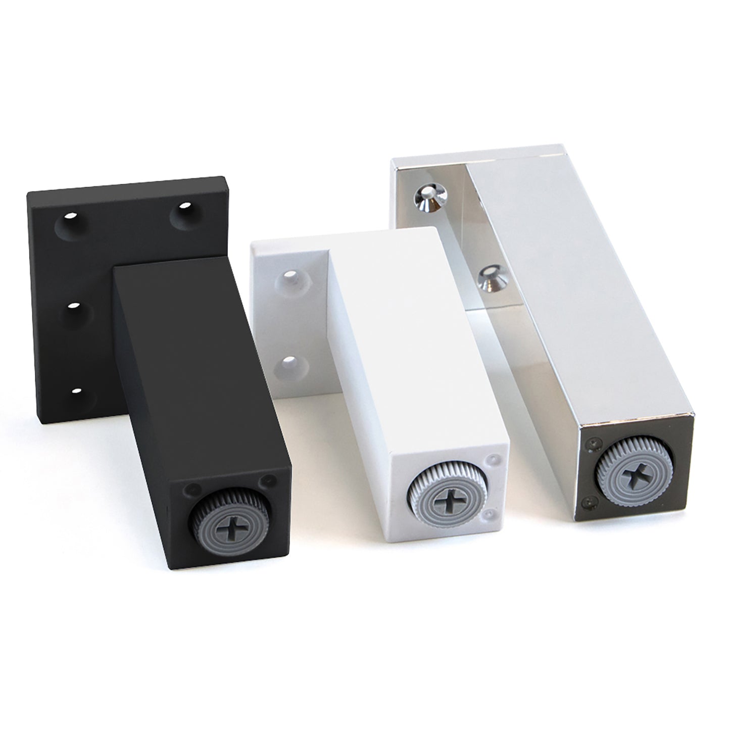 Emuca Lotto di 4 piedini per mobili Smartfeet, angolo, regolabile, 140-150mm, Plastica, Cromato