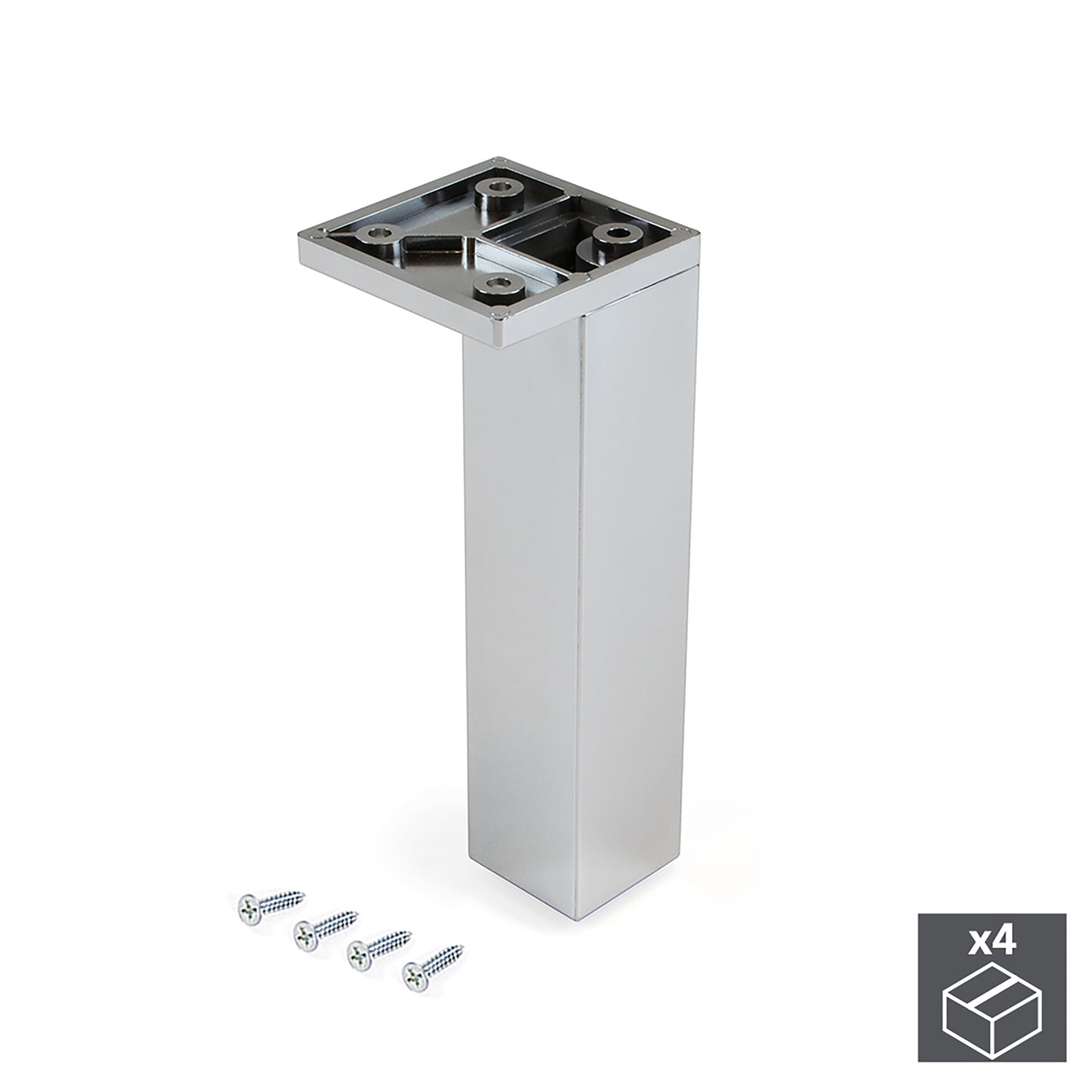 Emuca Lotto di 4 piedini per mobili Smartfeet, angolo, regolabile, 140-150mm, Plastica, Cromato