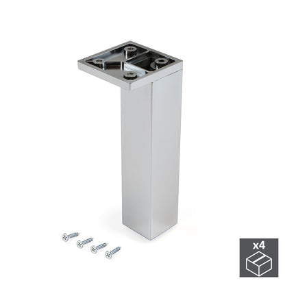 Emuca Lotto di 4 piedini per mobili Smartfeet, angolo, regolabile, 140-150mm, Plastica, Cromato