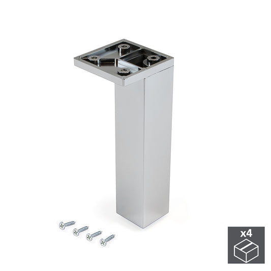 Emuca Lotto di 4 piedini per mobili Smartfeet, angolo, regolabile, 140-150mm, Plastica, Cromato