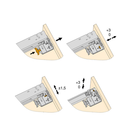 Emuca Lotto di 10 set di guide a scomparsa Silver, estrazione totale, con chiusura soft e aggancio, profondità 490 mm, Acciaio, Zincato bianco