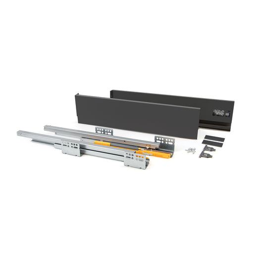 Emuca Cassetto esterno Concept 30kg, altezza 138mm, profondità 500mm, Acciaio, Grigio antracite