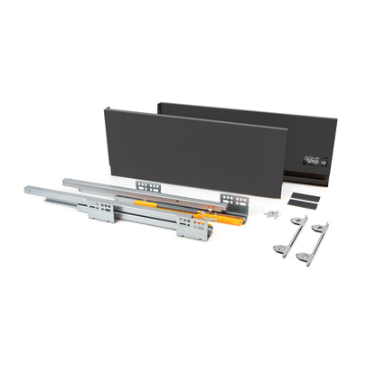 Emuca Cassetto esterno Concept 30kg, altezza 185mm, profondità 450mm, Acciaio, Grigio antracite