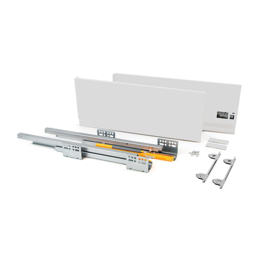 Emuca Cassetto esterno Concept 30kg, altezza 185mm, profondità 500mm, Acciaio, Verniciato bianco