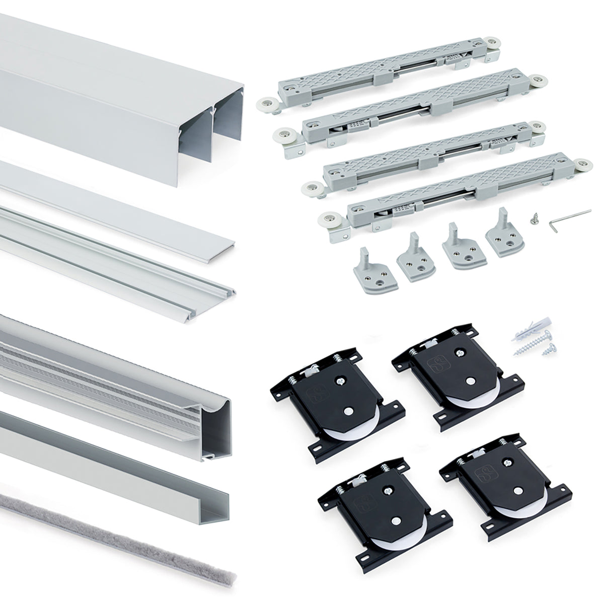 Sistema scorrevole per armadio 2 ante a scorrimento inferiore Placard con profili Wave e chiusura soft