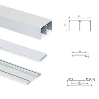 Emuca Kit di ferramenta per armadio a 2 porte scorrevoli e chiusura ammortizzata Placard 81, profilo Wave, spessore 18 mm, pannelli non inclusi, Anodizzato opaco