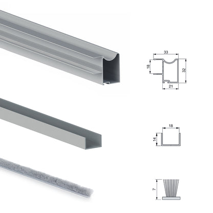 Emuca Kit di ferramenta per armadio a 2 porte scorrevoli e chiusura ammortizzata Placard 81, profilo Wave, spessore 18 mm, pannelli non inclusi, Anodizzato opaco