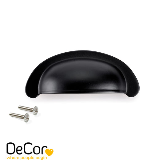 Emuca Maniglia per mobili Alberic, L77mm, interasse 64mm, Zama, Verniciato nero