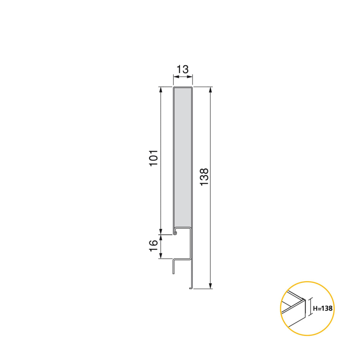 Cassetto esterno Concept 30 kg altezza 138 mm