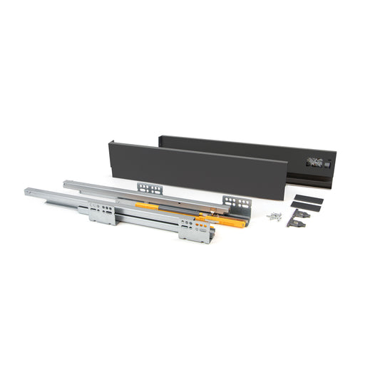 Emuca Cassetto esterno Concept 30kg, altezza 105mm, profondità 400mm, Acciaio, Grigio antracite