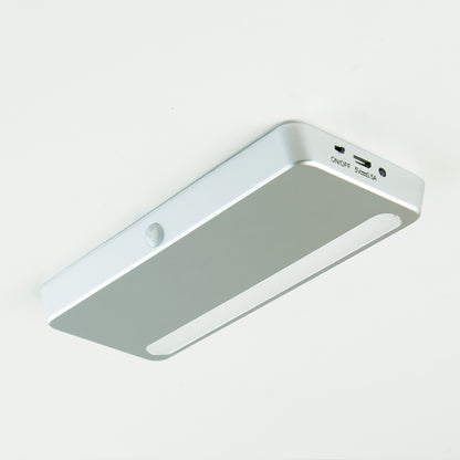 Emuca Luce LED Kraz ricaricabile via USB con sensore di movimento, Luce Bianco naturale 4.000K, Tecnoplastica, Grigio metallizzato