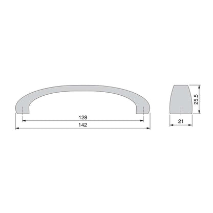Emuca Lotto di 20 maniglie per mobili Kyoto, L142mm, interasse 128mm, Zama, Titanio