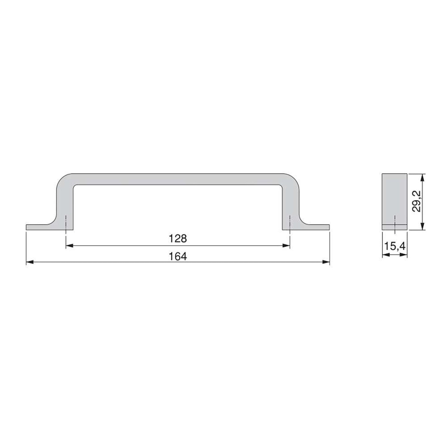 Emuca Lotto di 20 maniglie per mobili Kobe, L164mm, interasse 128mm, Zama, Titanio