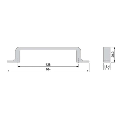 Emuca Lotto di 20 maniglie per mobili Kobe, L164mm, interasse 128mm, Zama, Titanio