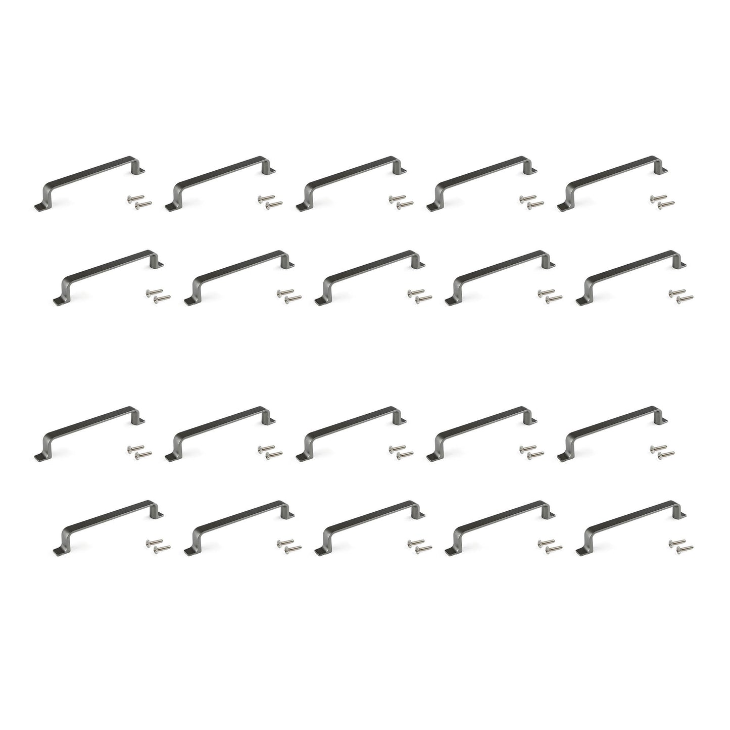 Emuca Lotto di 20 maniglie per mobili Kobe, L164mm, interasse 128mm, Zama, Titanio