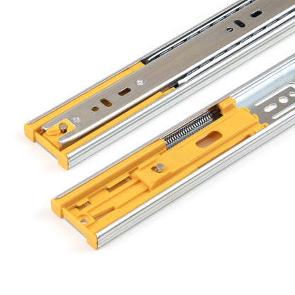Emuca Set di guide a sfere per cassetti con estrazione totale e chiusura soft, altezza 45 mm, lunghezza 550 mm, Acciaio, Zincato bianco