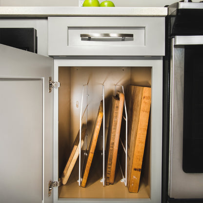 Emuca Kit di 4 separatori per armadi e pensili della cucina., Cromato brillo, Acciaio.