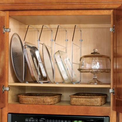 Emuca Kit di 4 separatori per armadi e pensili della cucina., Cromato brillo, Acciaio.