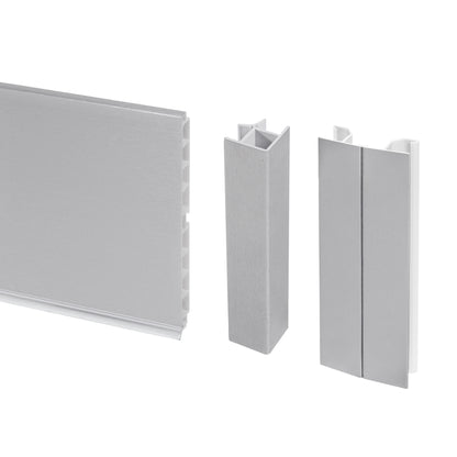 Emuca Lotto di 2 Zoccolo per cucina Plasline con accessori, altezza 150 mm, 2 barre lunghezza 2,35 m, Tecnoplastica, Anodizzato satinato