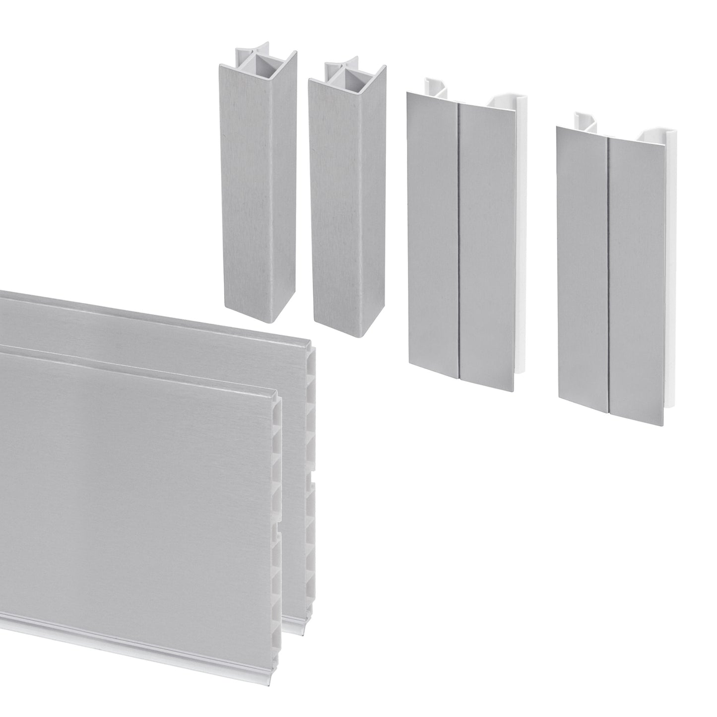 Emuca Lotto di 2 Zoccolo per cucina Plasline con accessori, altezza 150 mm, 2 barre lunghezza 2,35 m, Tecnoplastica, Anodizzato satinato