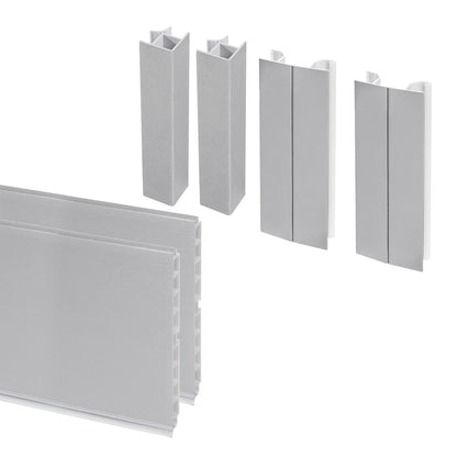 Emuca Lotto di 2 Zoccolo per cucina Plasline con accessori, altezza 150 mm, 2 barre lunghezza 2,35 m, Tecnoplastica, Anodizzato satinato