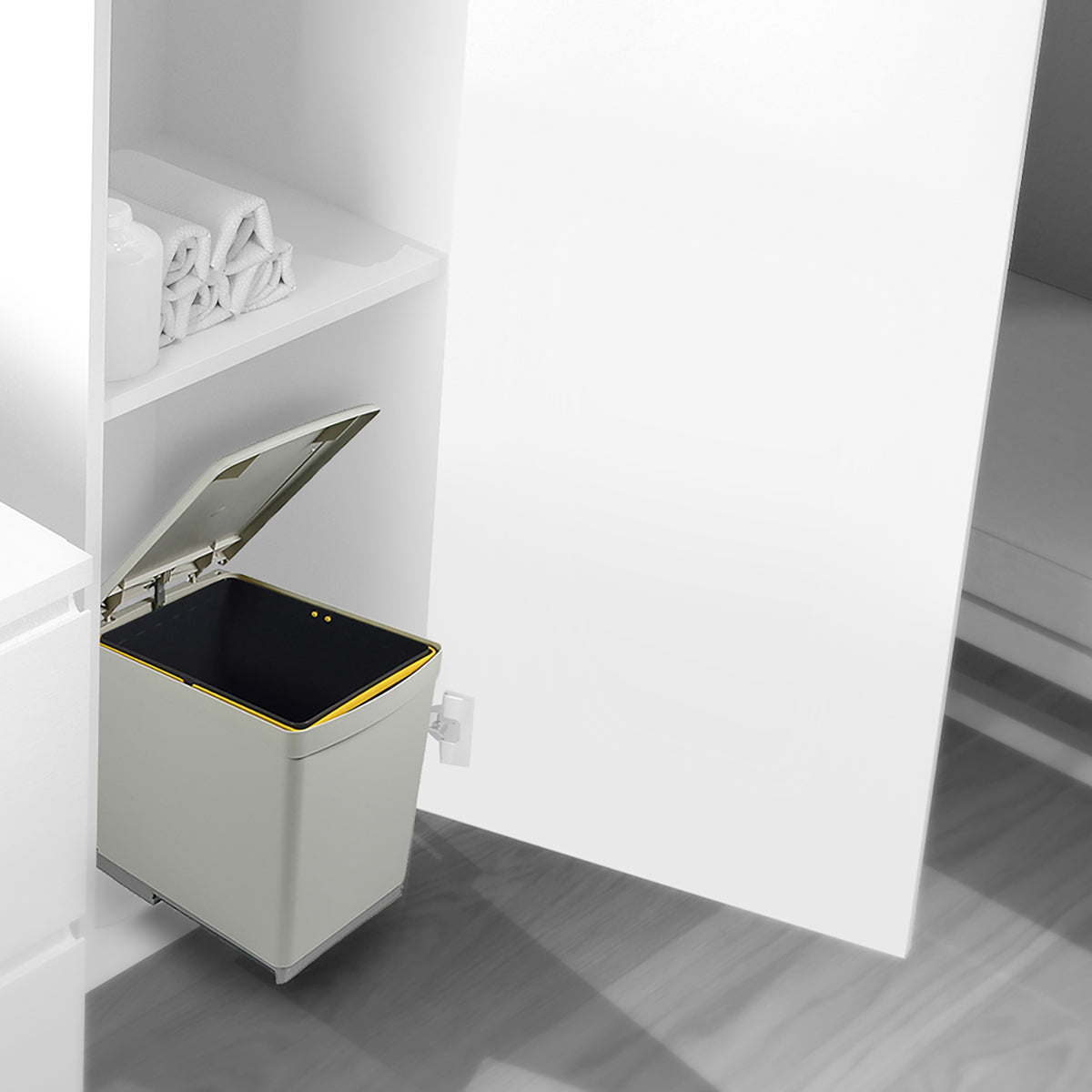 Pattumiera per differenziata, fissaggio inferiore estrazione manuale, 1 contenitore da 16 L e coperchio apertura automatica