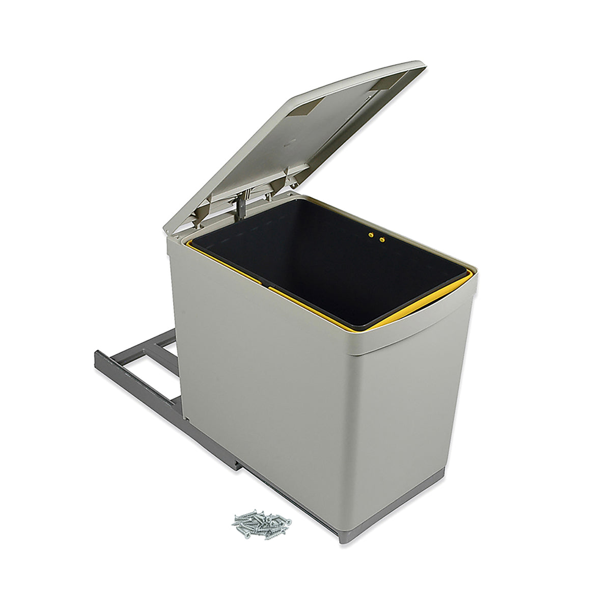 Pattumiera per differenziata, fissaggio inferiore estrazione manuale, 1 contenitore da 16 L e coperchio apertura automatica