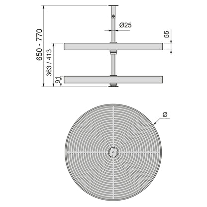 Emuca Set di piatti circolari da cucina Shelvo, per modulo da 800 mm, Tecnoplastica e Alluminio, Bianca