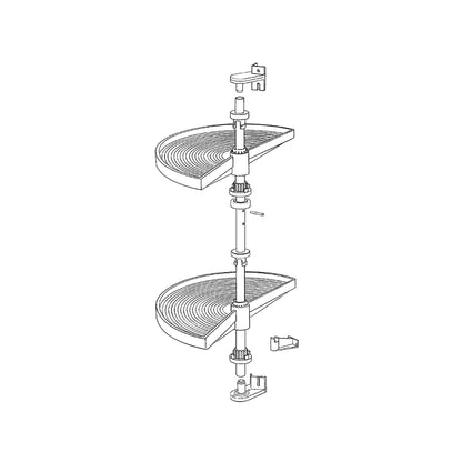 Emuca Set di piatti girevoli Shelvo a 1/2 luna, per modulo da 900 mm, Tecnoplastica e Alluminio, Bianca