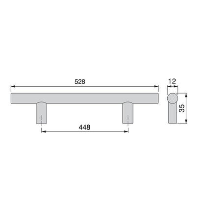 Emuca Maniglia per mobili Orlando, L528mm, interasse 448mm, Acciaio, Nichel satinato