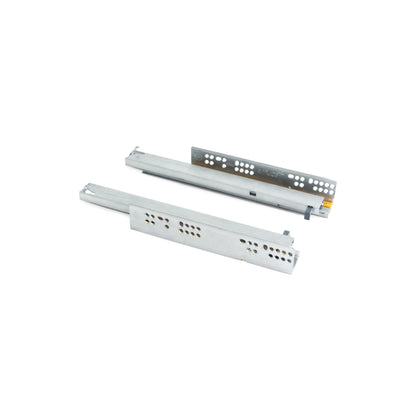 Emuca Set di guide per cassetti a scomparsa Silver, estrazione totale, chiusura soft, profondità 350 mm, Acciaio, Zincato bianco