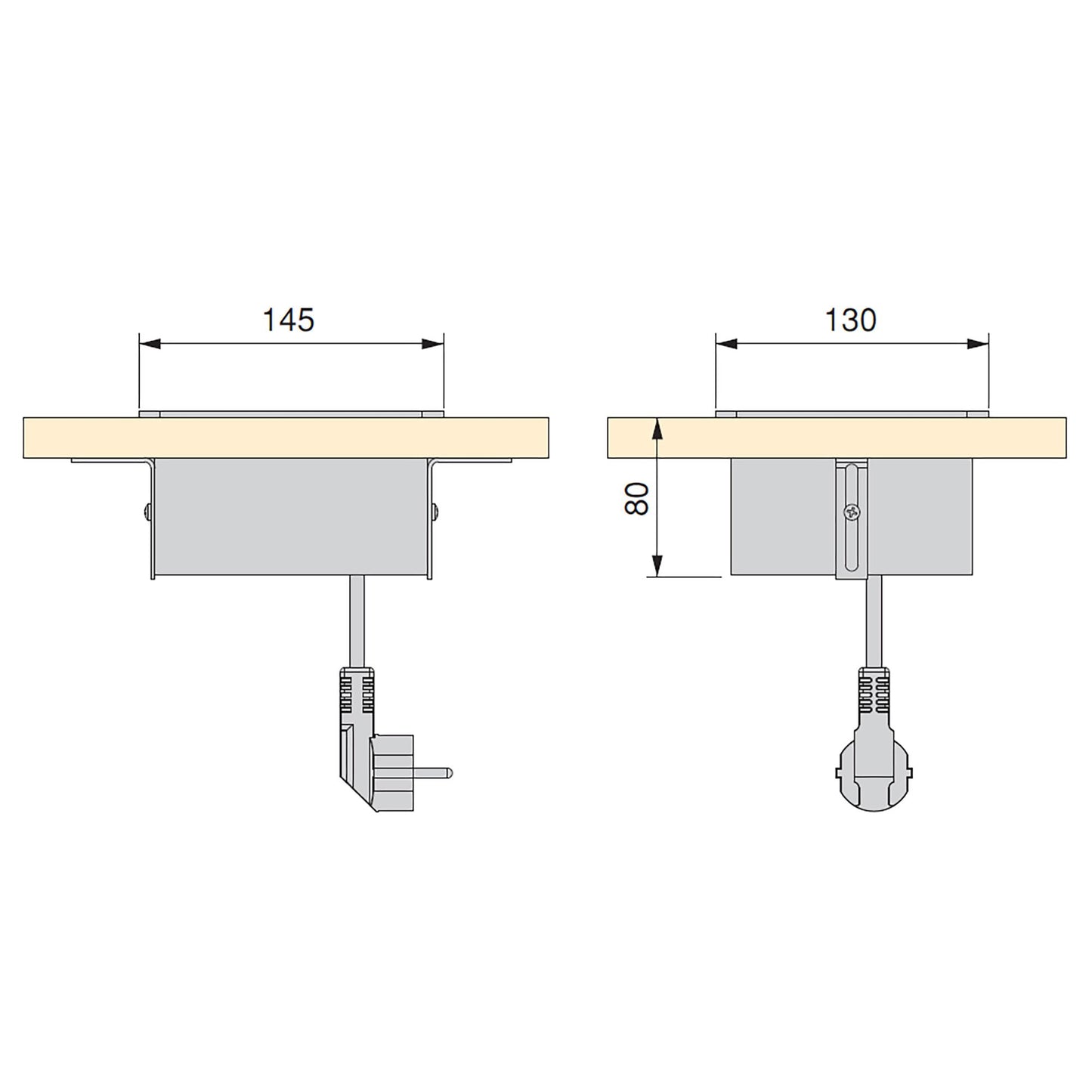 Emuca Multiconnettore da tavolo Atom 14, 130x115 mm, 1 presa Schuko, 2 USB tipo A, 1 HDMI, Acciaio e Tecnoplastica e Alluminio, Verniciato nero
