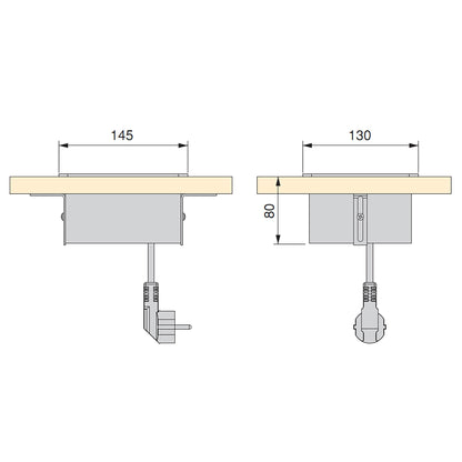 Emuca Multiconnettore da tavolo Atom 14, 130x115 mm, 1 presa Schuko, 2 USB tipo A, 1 HDMI, Acciaio e Tecnoplastica e Alluminio, Verniciato nero