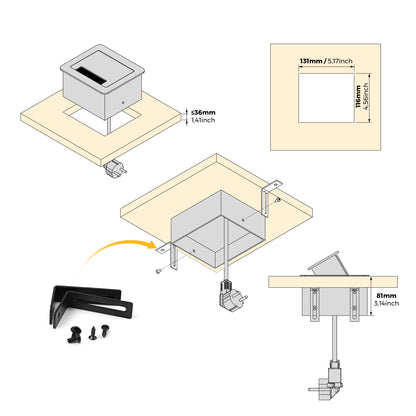 Multipresa Atom 14 per scrivania (130x115mm)