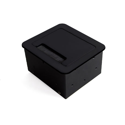 Emuca Multiconnettore da tavolo Atom 14, 130x115 mm, 1 presa Schuko, 2 USB tipo A, 1 HDMI, Acciaio e Tecnoplastica e Alluminio, Verniciato nero