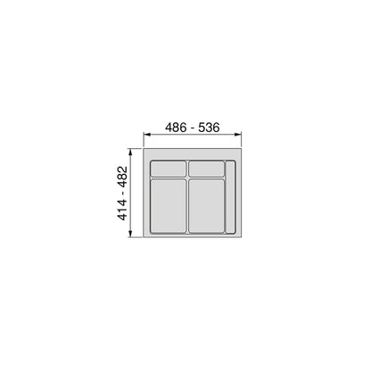 Emuca Base per cassetto da cucina Recycle, 2 scomparti, modulo 600 mm, Grigio antracite Tecnoplastica