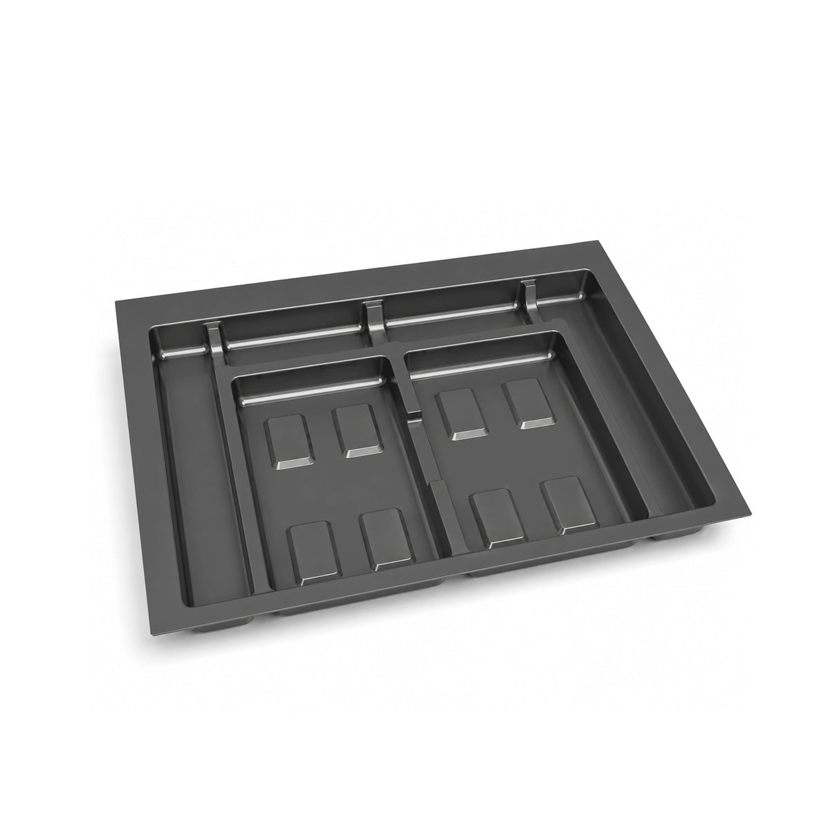 Emuca Base per contenitori per cassetti da cucina Recycle, 2 scomparti, modulo 700 mm, Grigio antracite Tecnoplastica