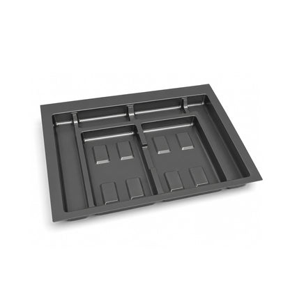 Emuca Base per contenitori per cassetti da cucina Recycle, 2 scomparti, modulo 700 mm, Grigio antracite Tecnoplastica