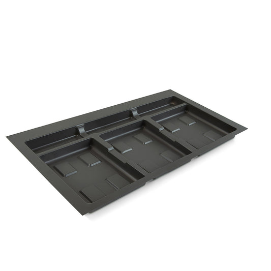 Emuca Base per contenitori per cassetti da cucina Recycle, 3 scomparti, modulo 800 mm, Grigio antracite Tecnoplastica